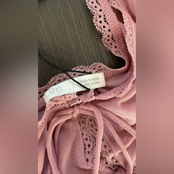 Ruffled Pink Lace-Up Bodysuit - Picture 7 of 16